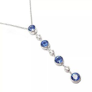 Authentic! Tiffany & Co Platinum Jazz Diamond Tanzanite Pendant Necklace